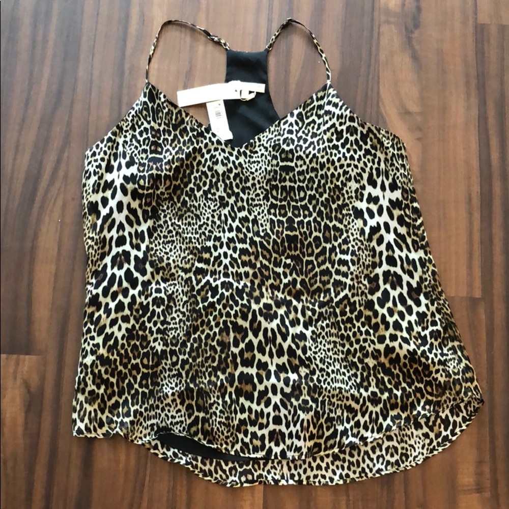 Lavender Brown Leopard Silk Tank NWT